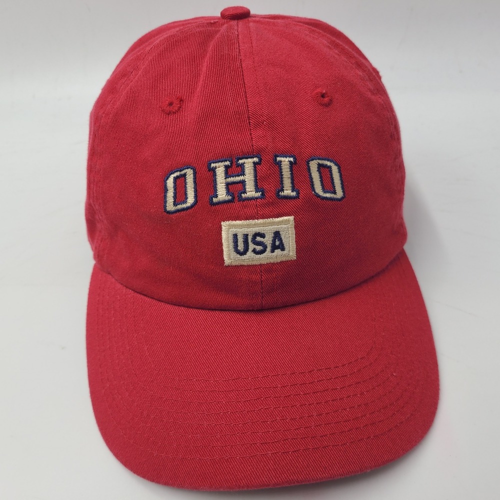 Ohio Hat Strapback Perrin Red USA Logo‎ Casual Travel Souvenir Cotton Dad Men